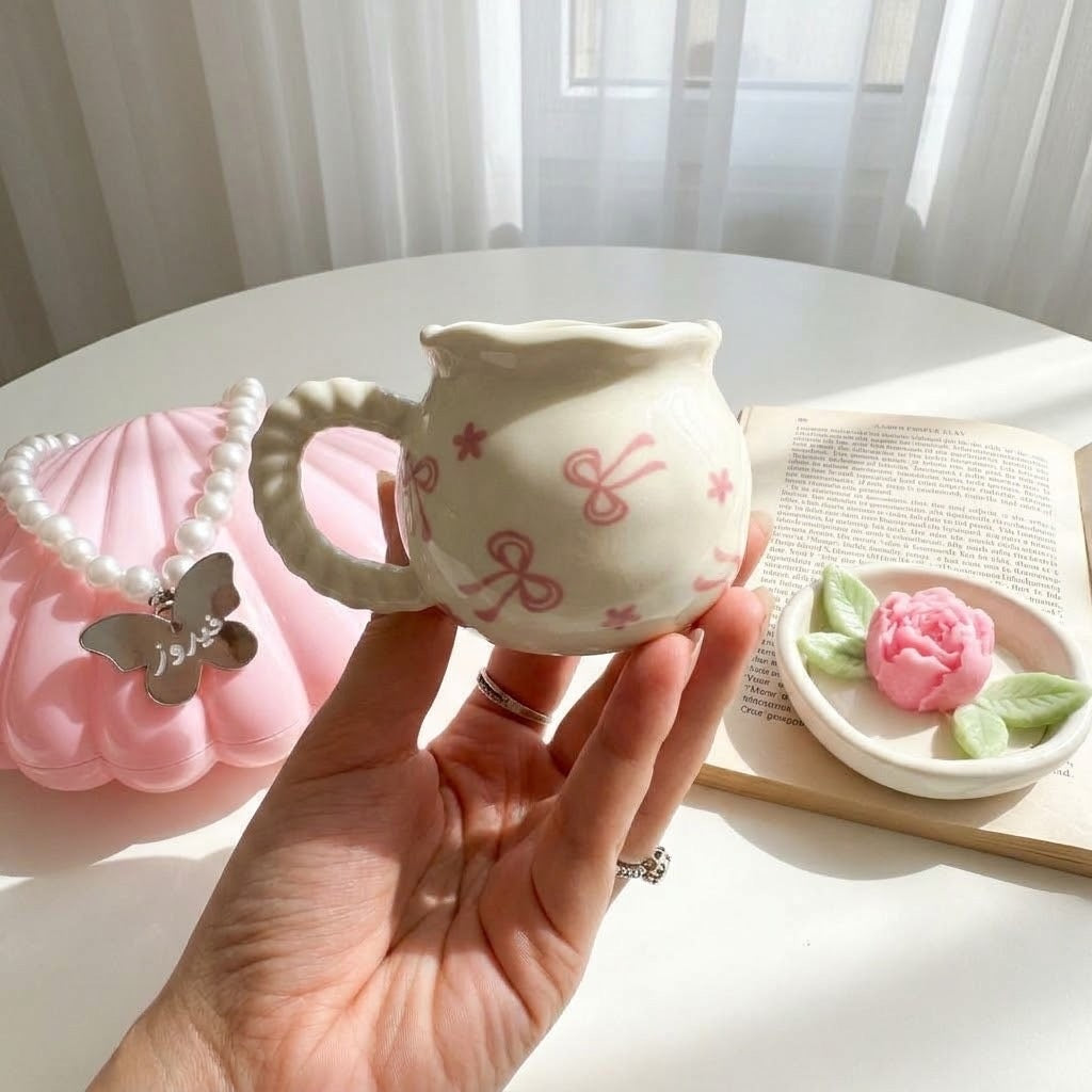 Pink Bow Cup Coffee Size