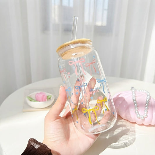Colorful Bow Glass Cup