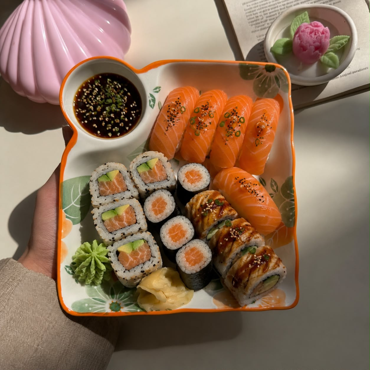 Orange Flowery Sauce Plate