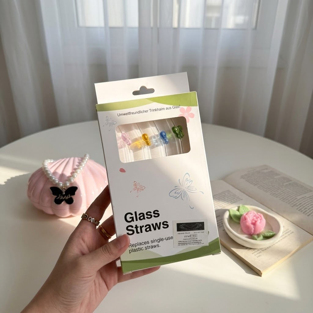Bow Glass Straws Set