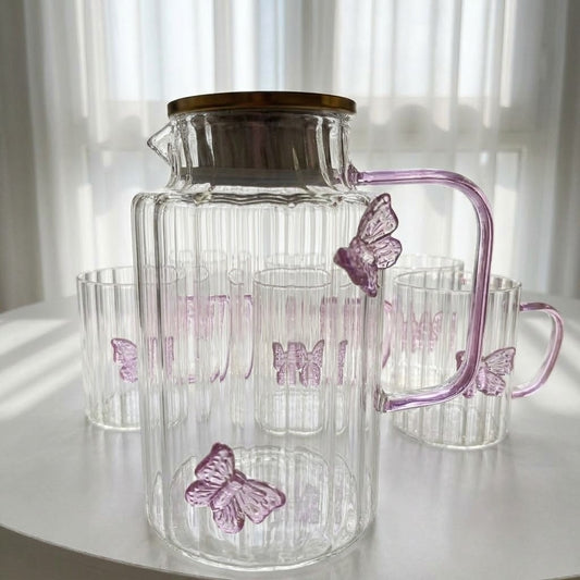 Pink Butterfly Glass Set