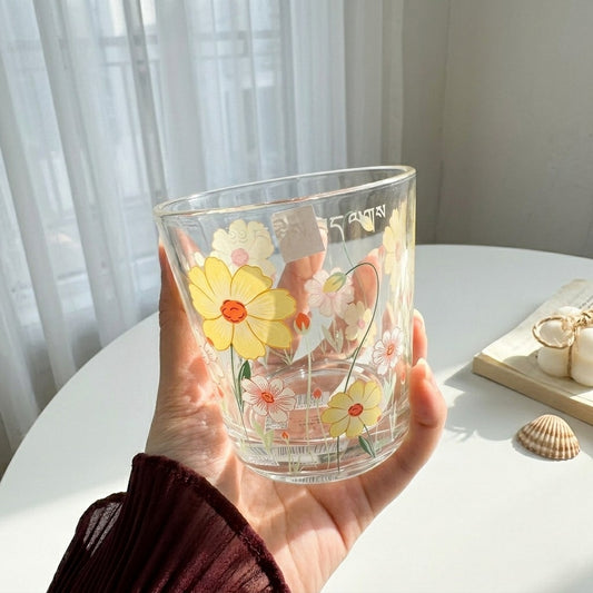 Yellow Tiny Glass Flowery Cup (one piece)