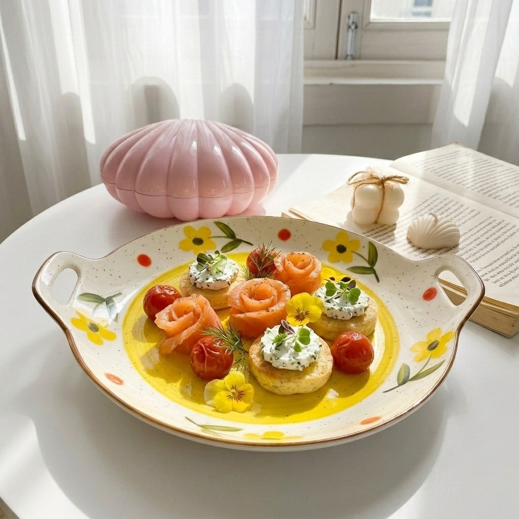 Yellow Bloom Handle Tray