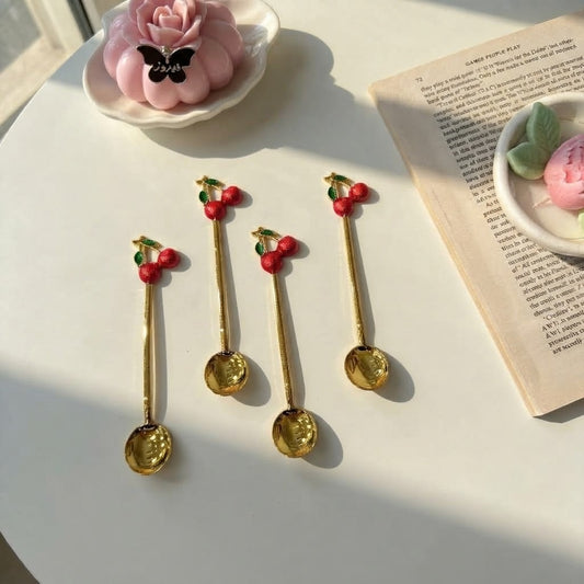 Cherry Gold Spoon Set - 4 PCS