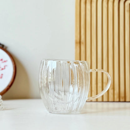 White Double glass mug  