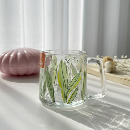 Set of Glassy Flowery Cup Green