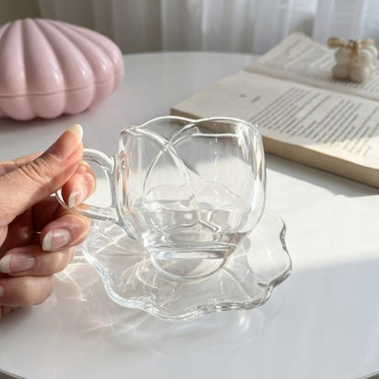 White Glassy Tulip Cup