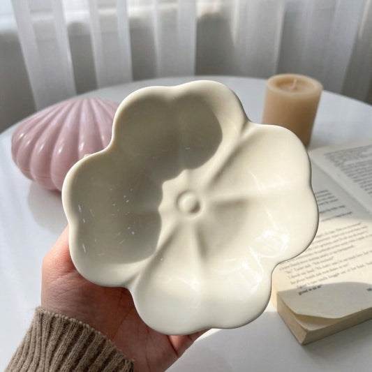 White Flowery Snacks Plate