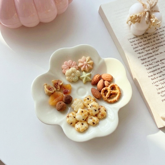 White Flowery Snacks Plate