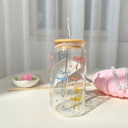 Colorful Bow Glass Cup