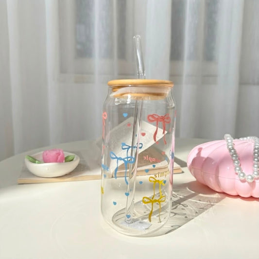 Colorful Bow Glass Cup