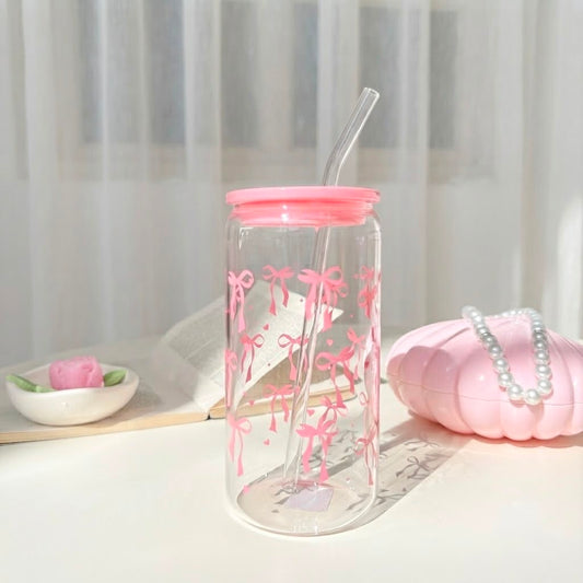 Pinky Bow Glass Cup