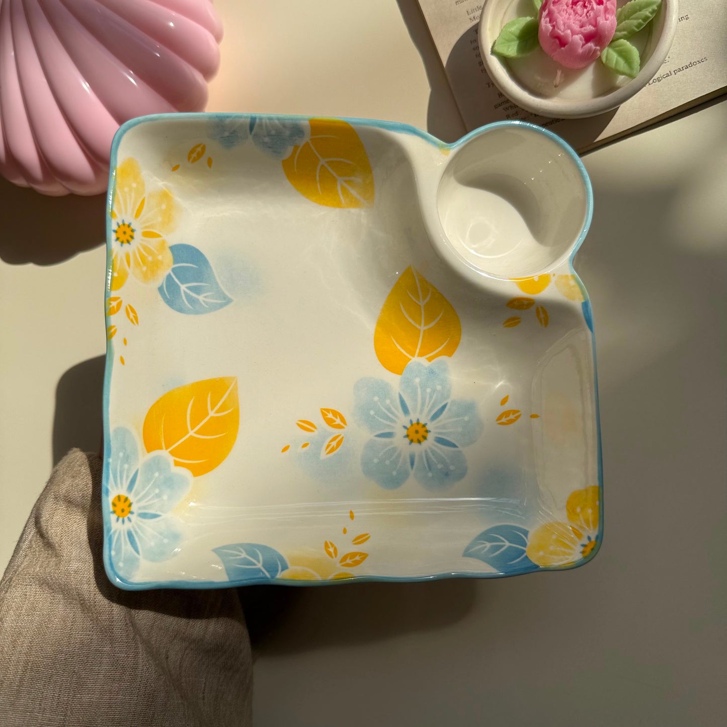 Blue Flowery Sauce Plate