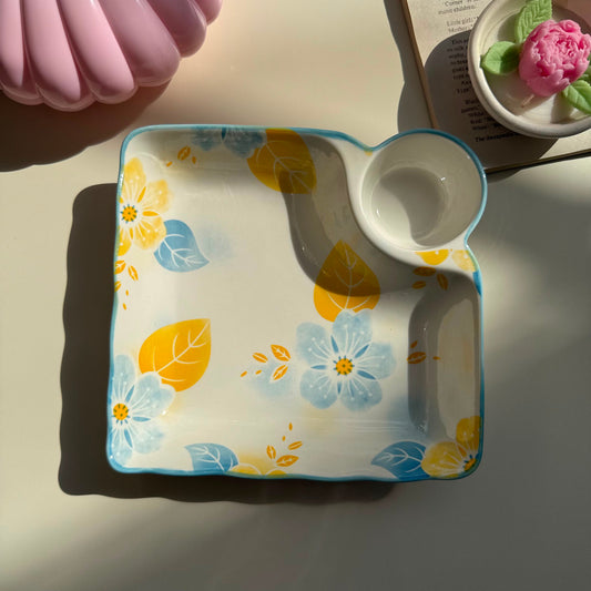 Blue Flowery Sauce Plate