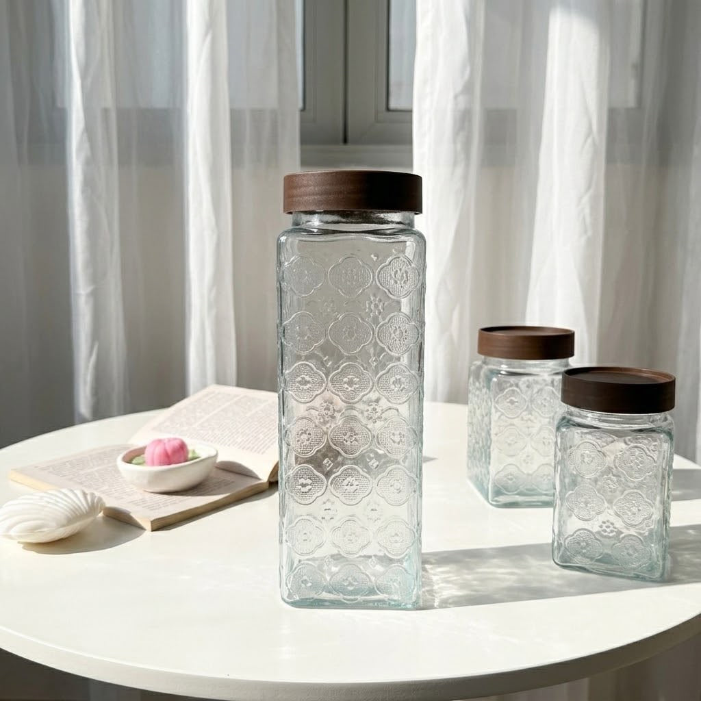 Glassy Storage Jar Set