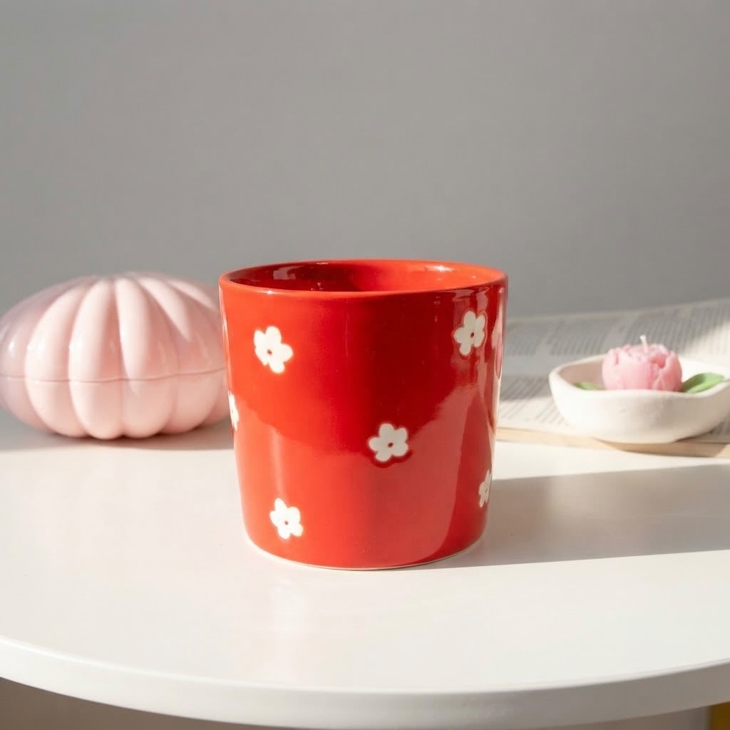 Red Floral Mug