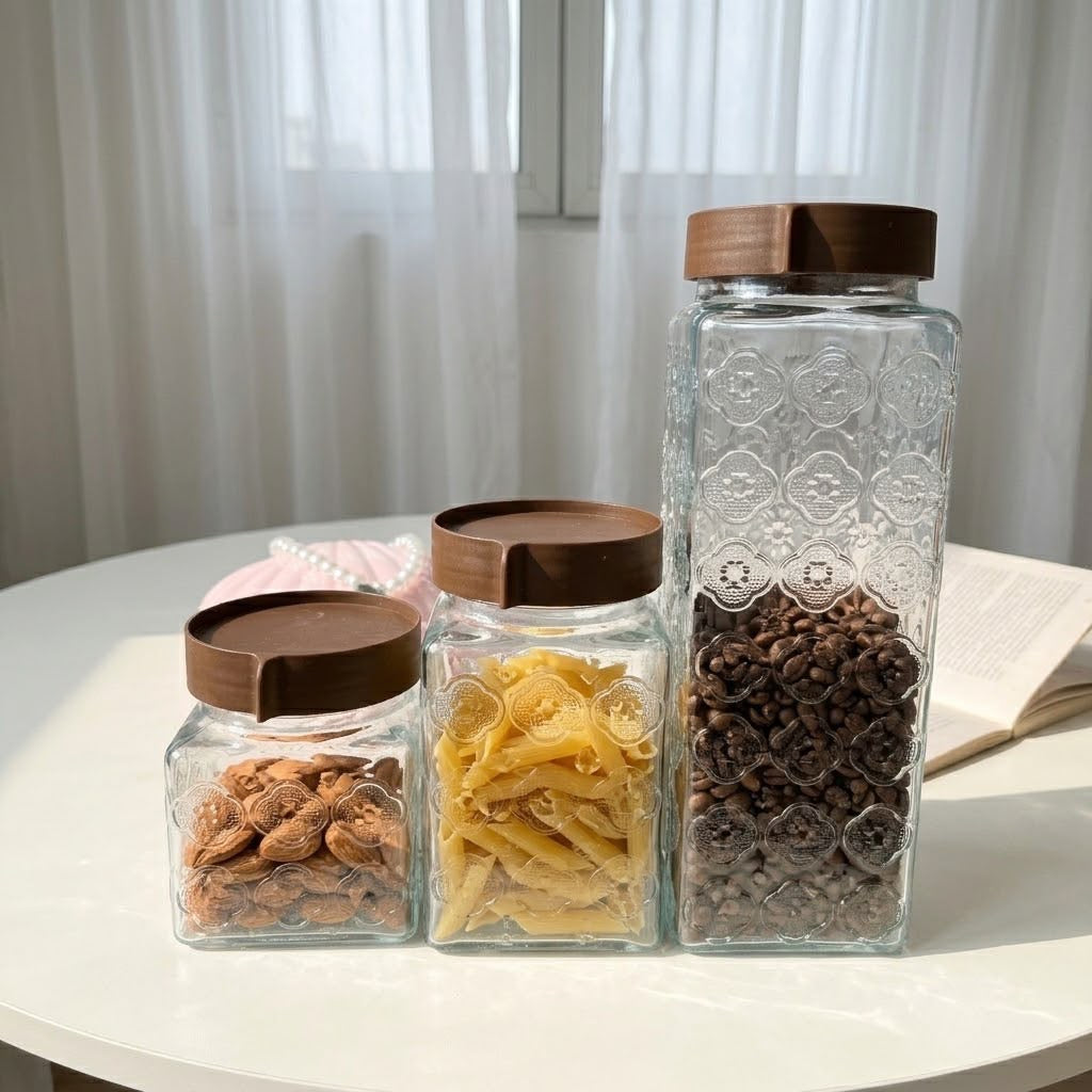 Glassy Storage Jar Set