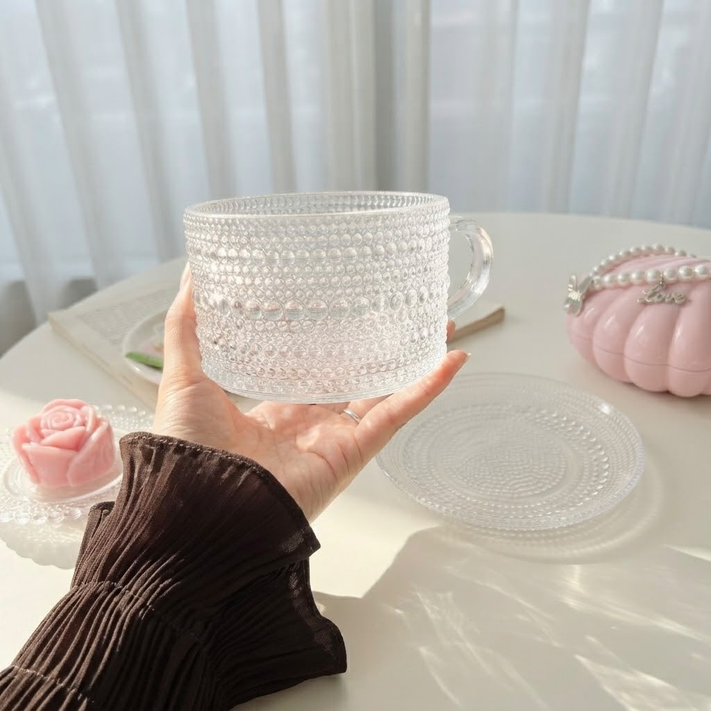 Large Dotted Glass Mug