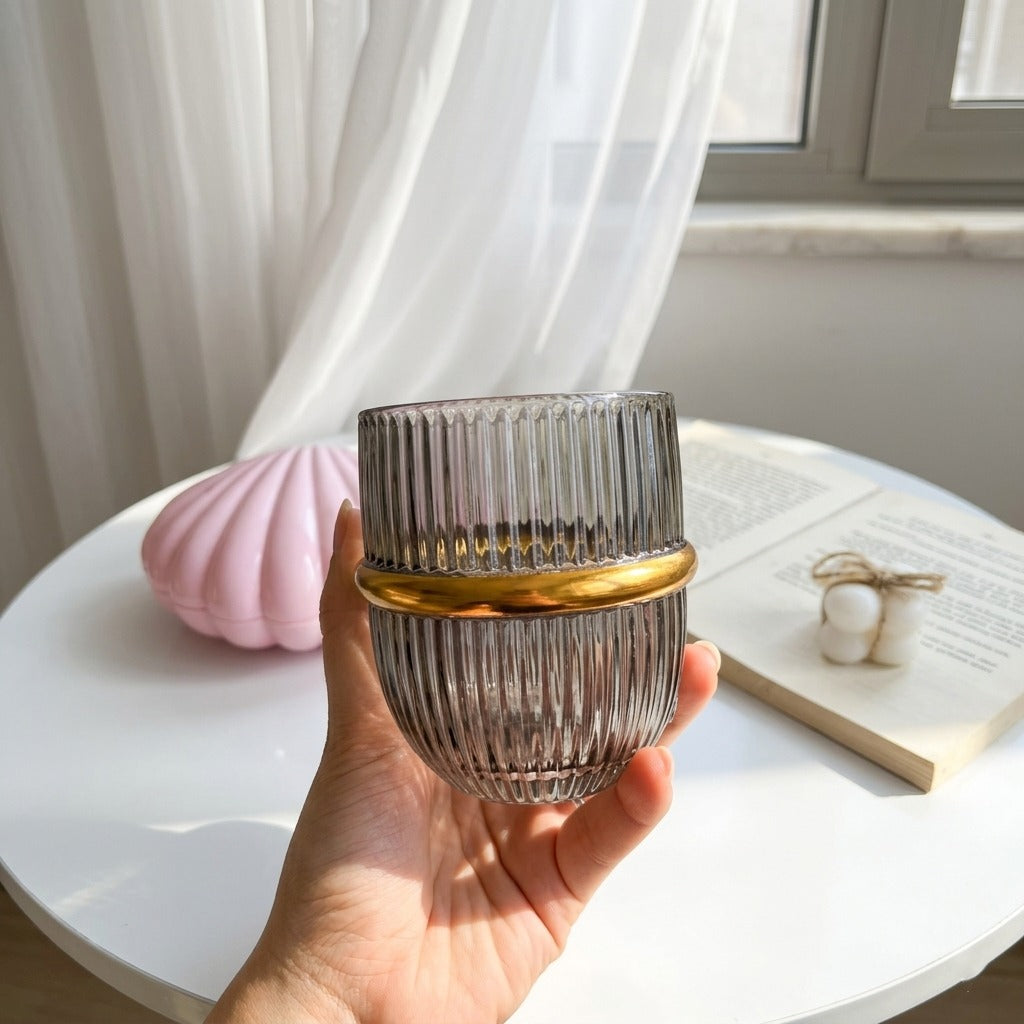 Gold Ribbon Glass Cups(Set)