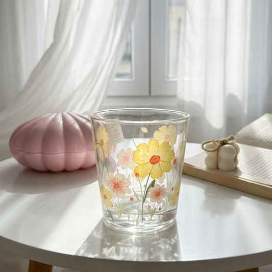 Yellow Tiny Glass Flowery Cup (one piece)