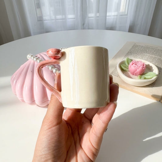 Pink Bow Handle Cup Coffee Size