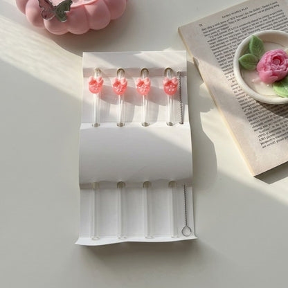 Cute Glassy Straws - 4 PCS