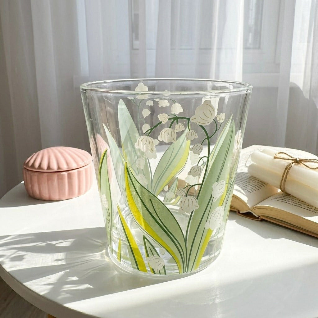 Green Tiny Glass Flowery Cup(Set)