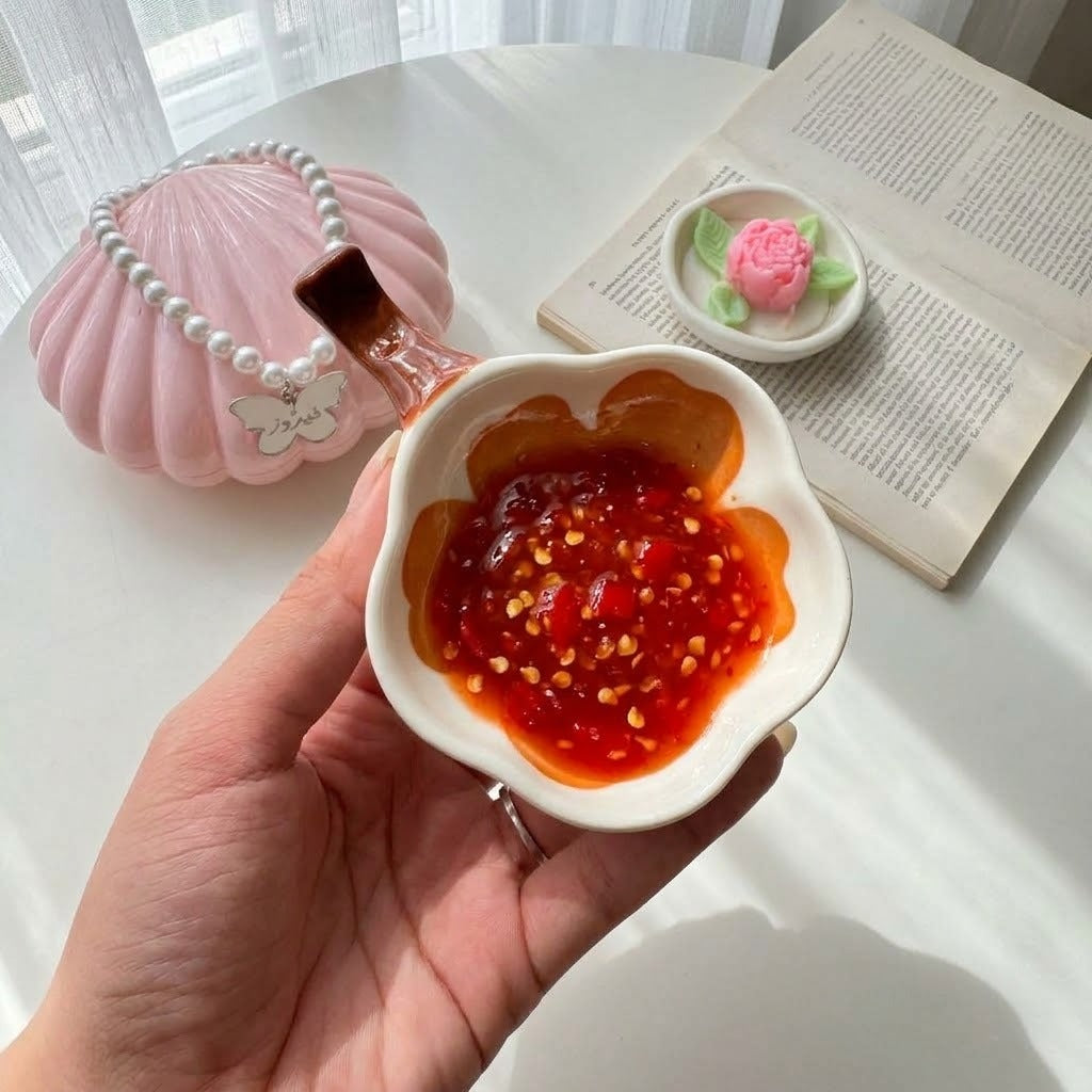 Orange Flower Sauce Plate
