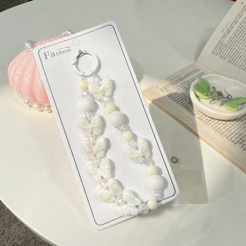 Pearl Butterfly Phone Strap