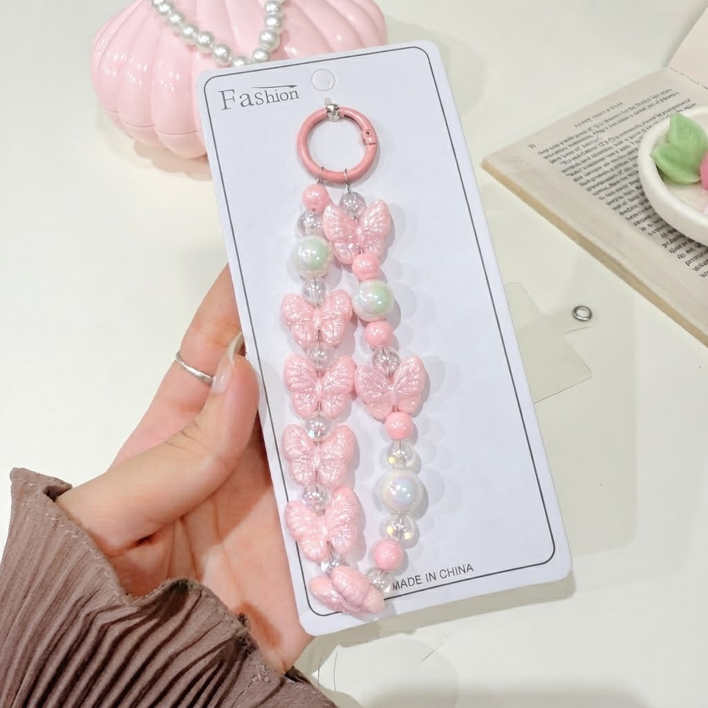Pearl Butterfly Phone Strap
