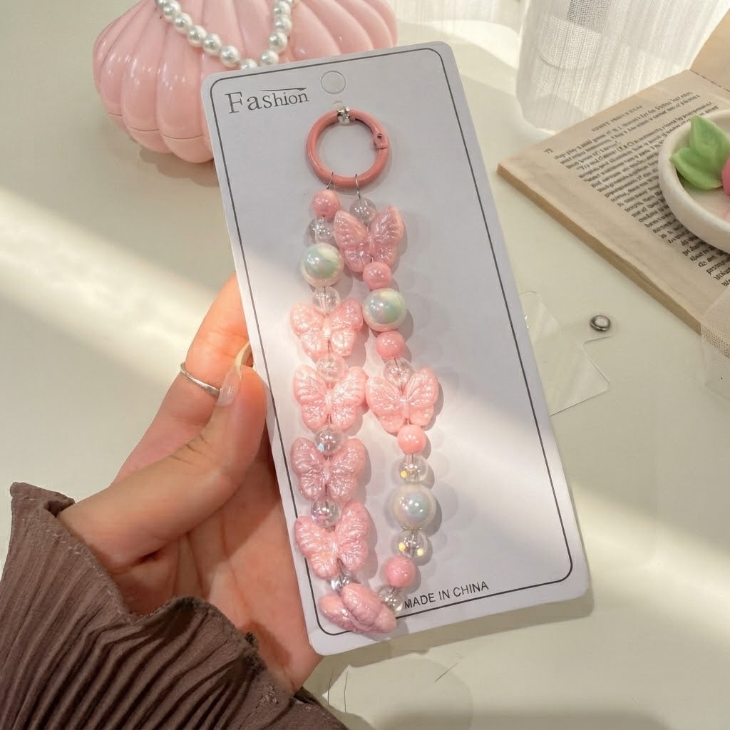Pearl Butterfly Phone Strap