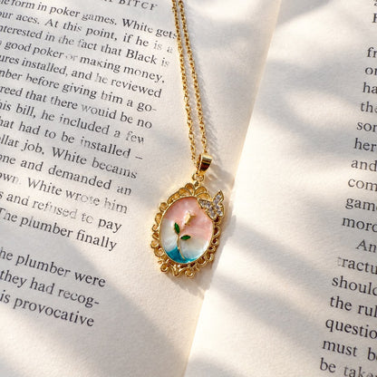 Butterfly Oval Necklace