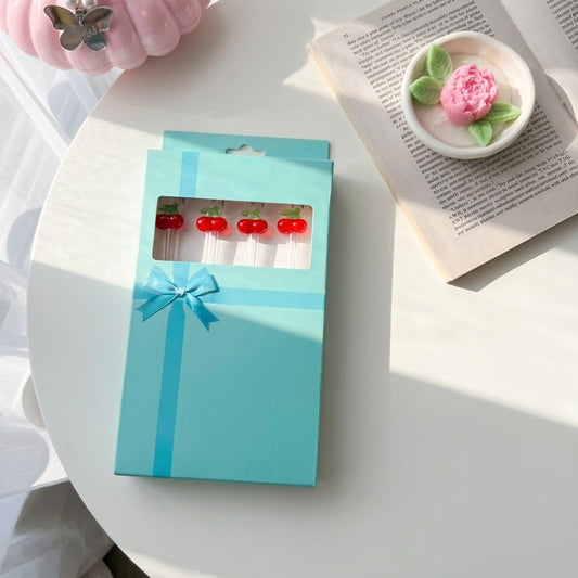 Cute Glassy Straws - 4 PCS