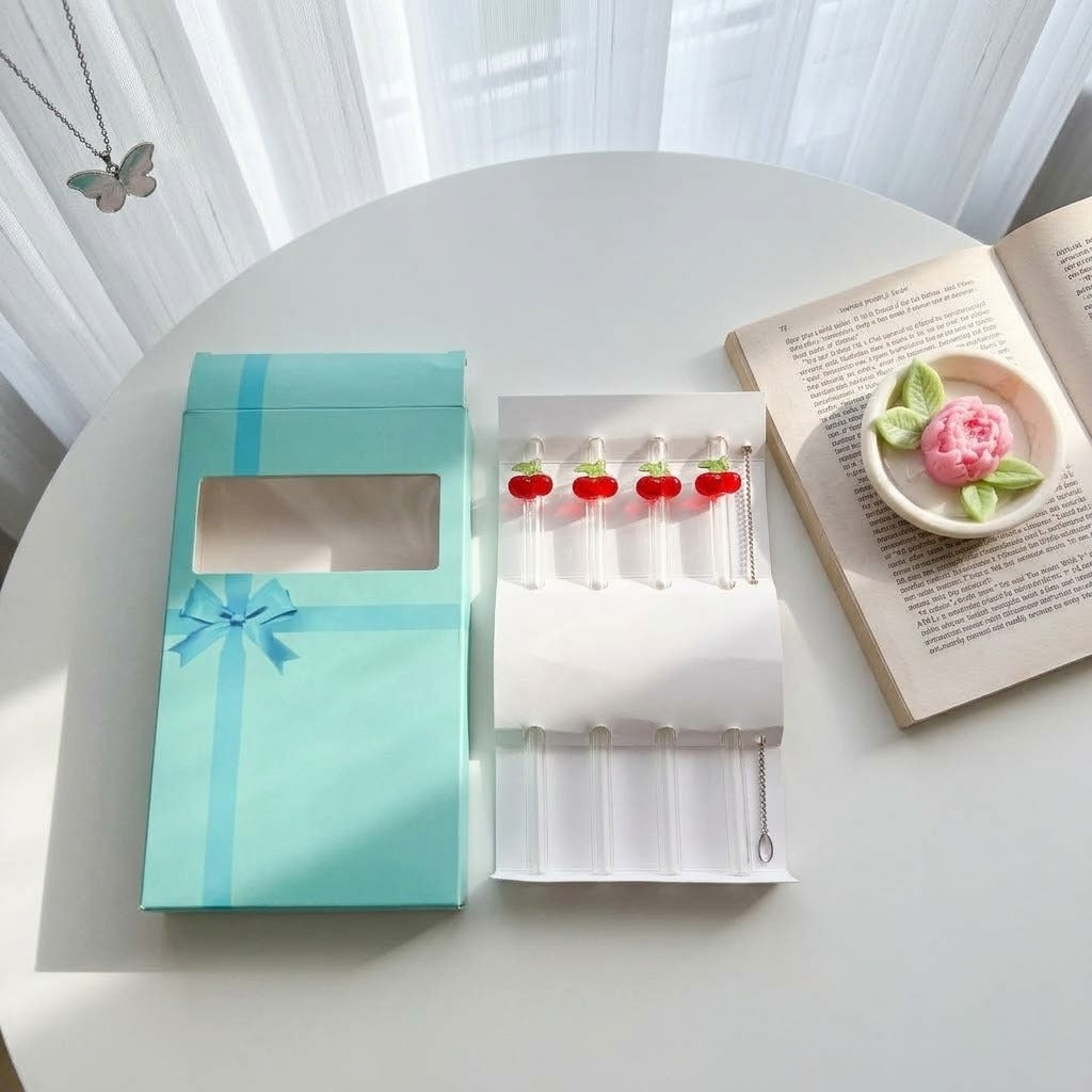 Cute Glassy Straws - 4 PCS