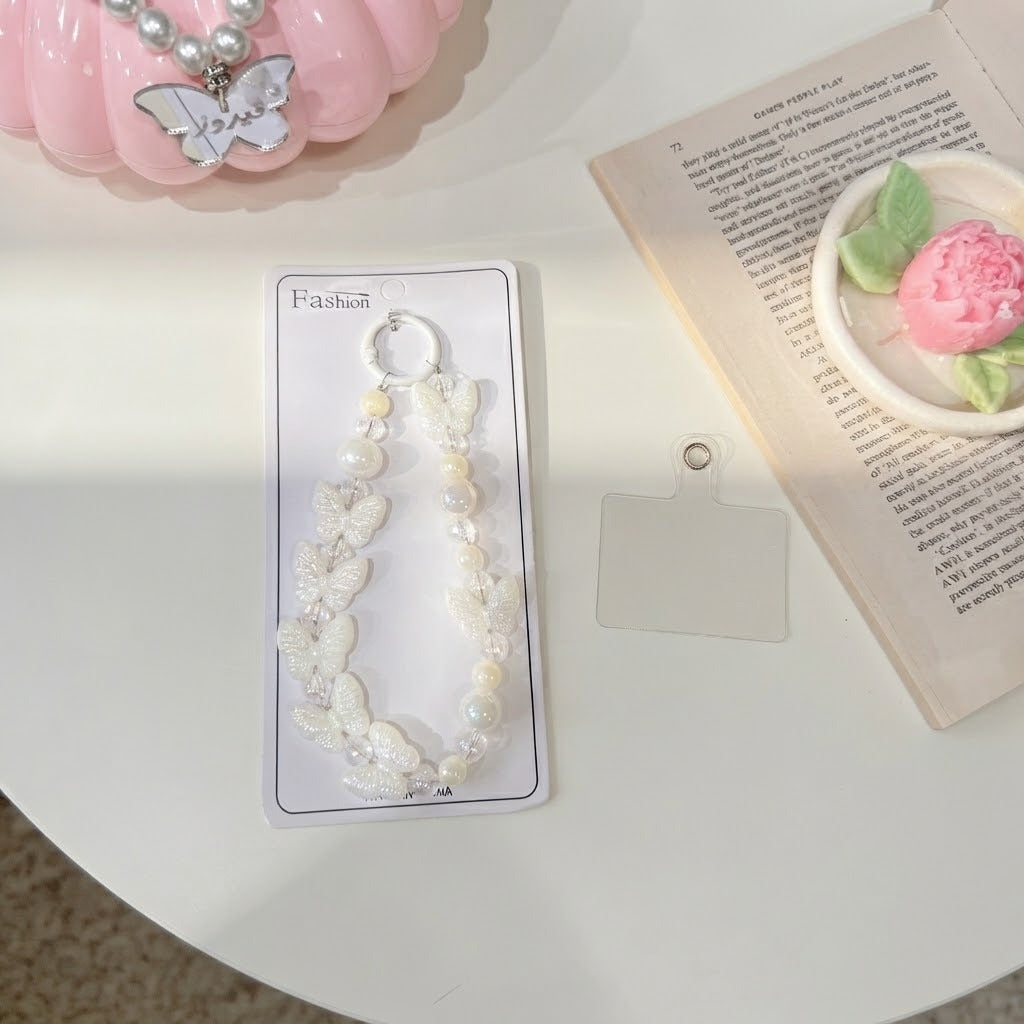 Pearl Butterfly Phone Strap
