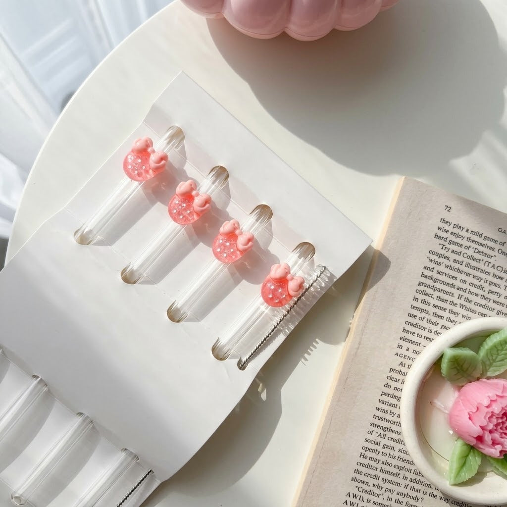 Cute Glassy Straws - 4 PCS