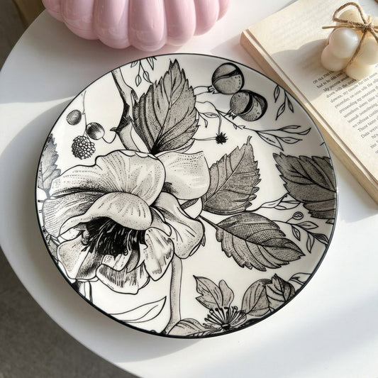 Black & White Bloom Plate