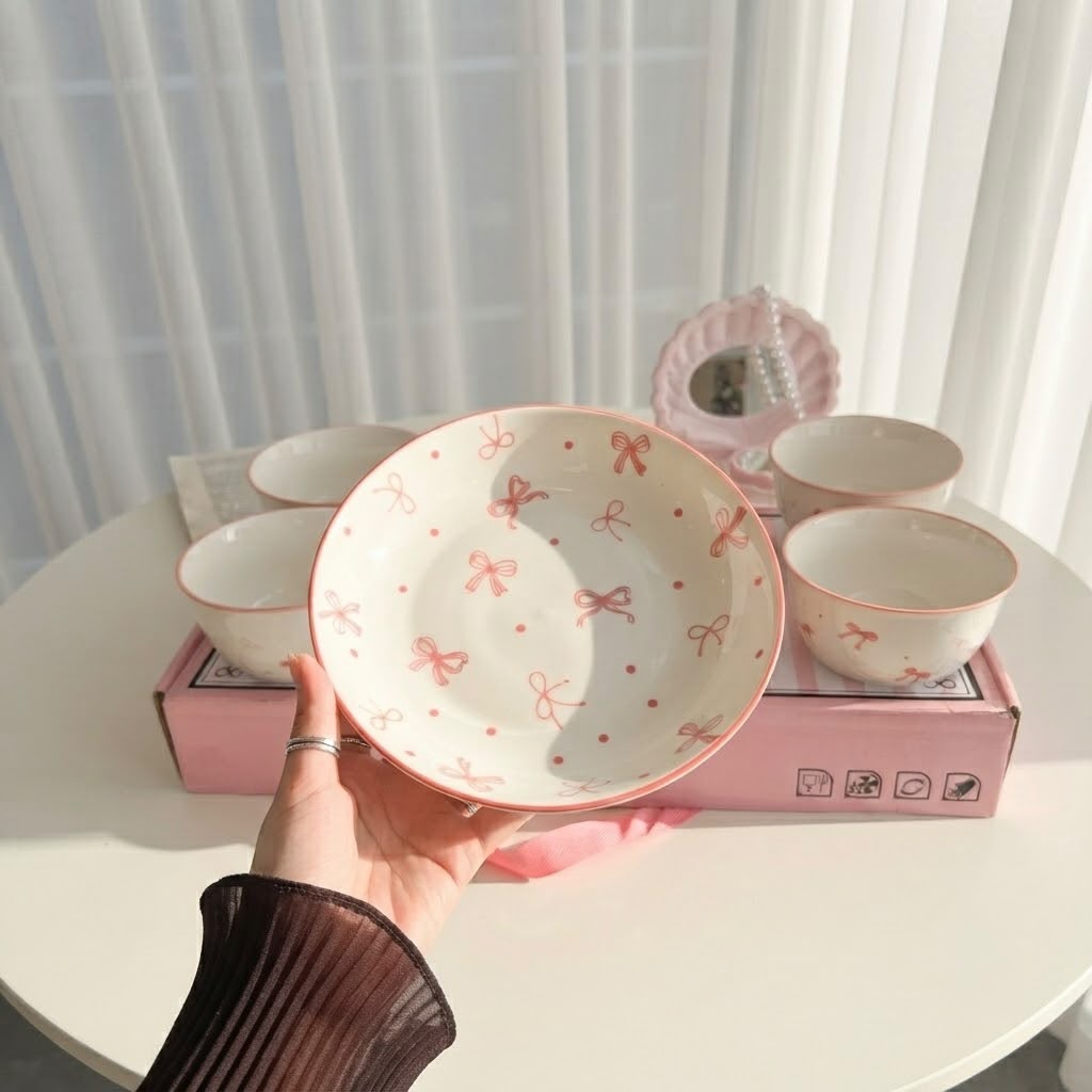 Pink Bow Tableware Set