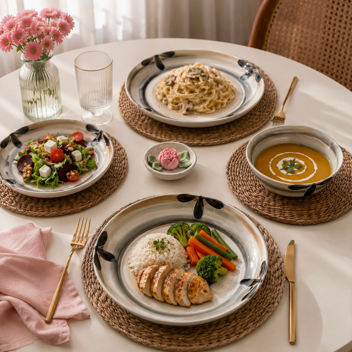 Swirl Flower Dinnerware Set