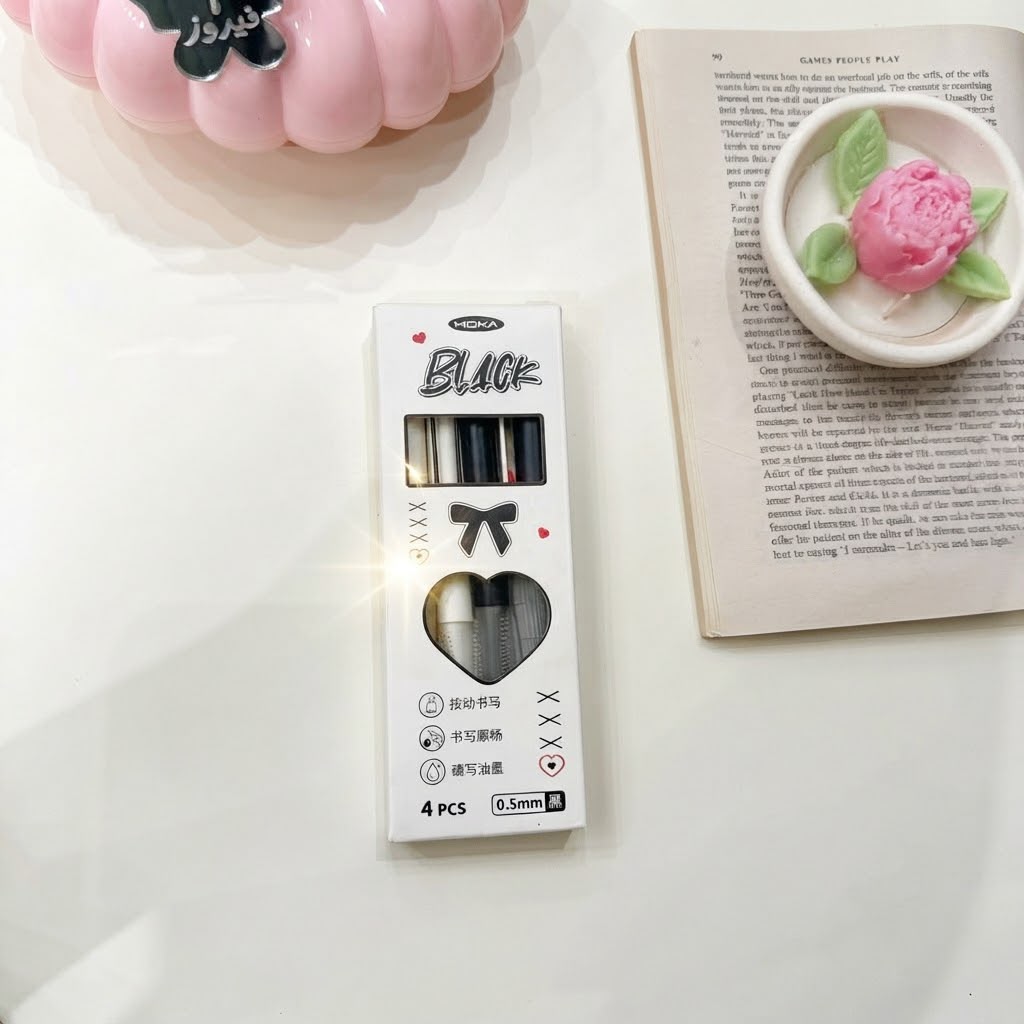 Red Heart Pen Set - 4 Pcs