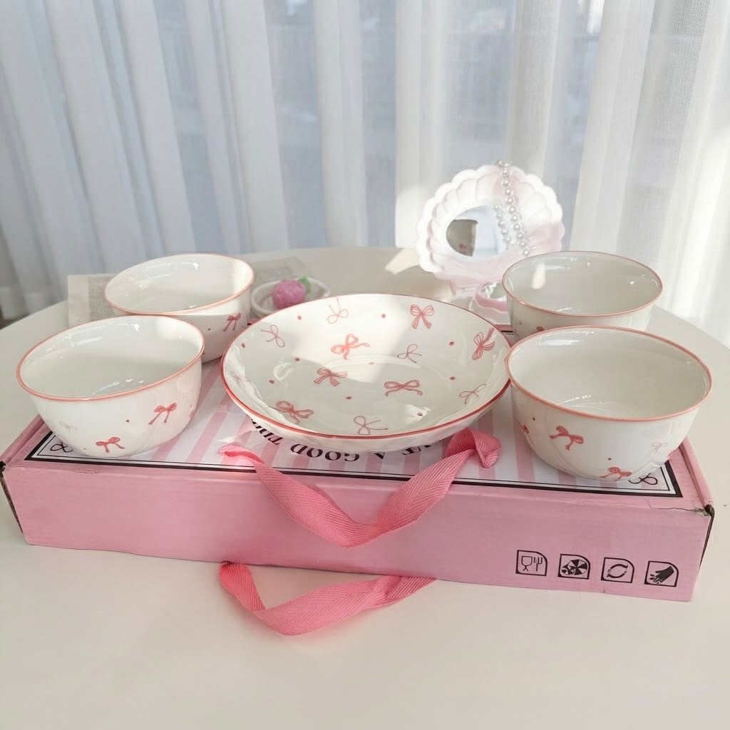 Pink Bow Tableware Set