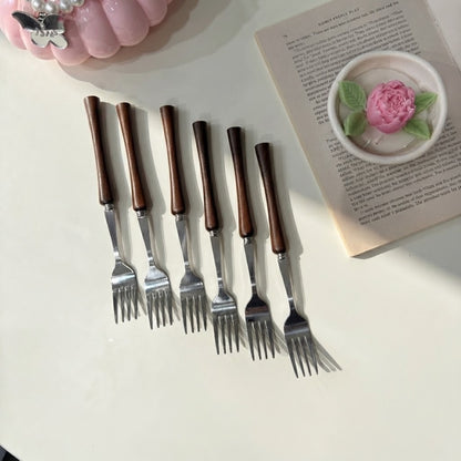 Vintage Wood-Handle Cutlery Set - 6 PCS