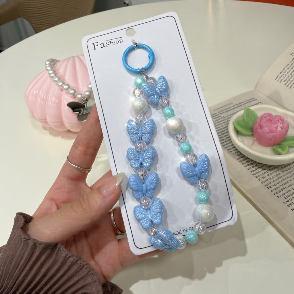 Pearl Butterfly Phone Strap