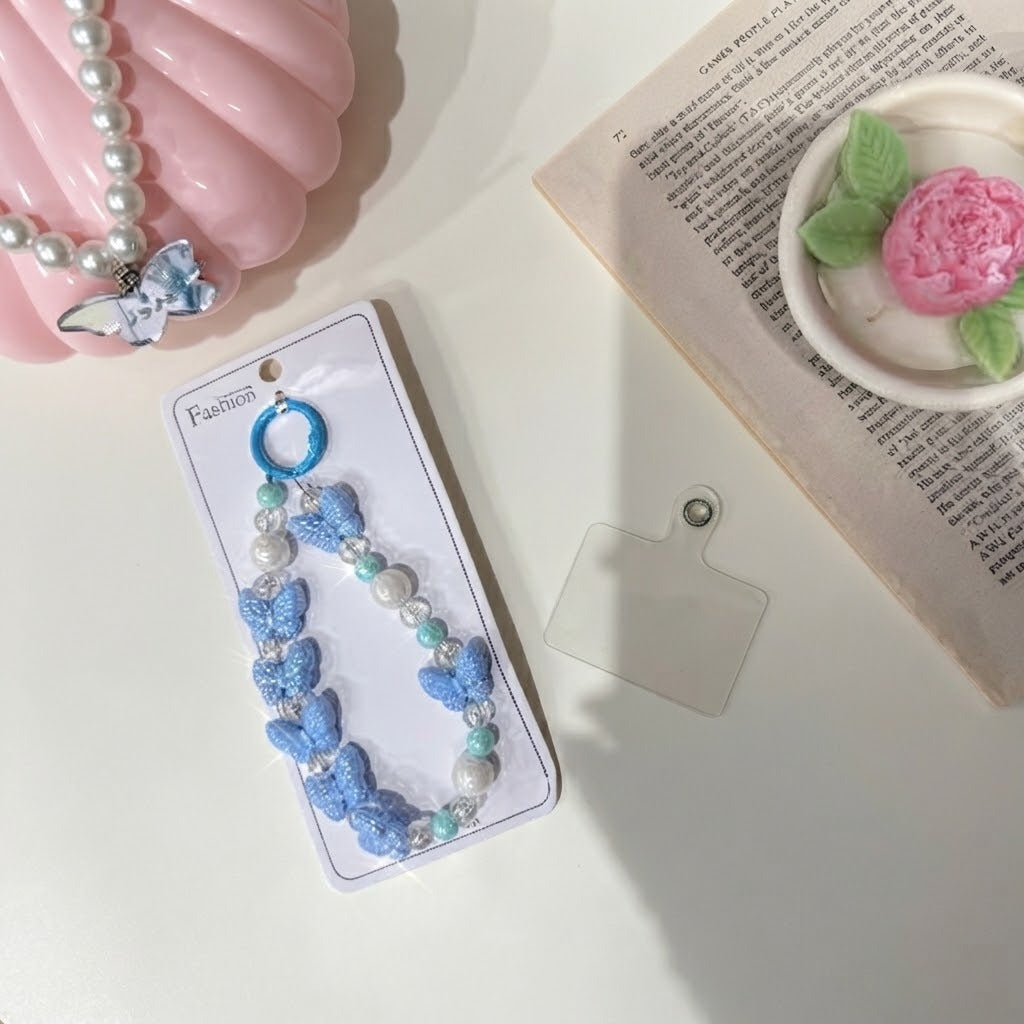 Pearl Butterfly Phone Strap