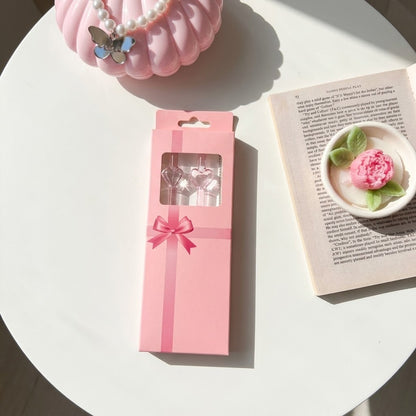 Heart Glass Straw Set