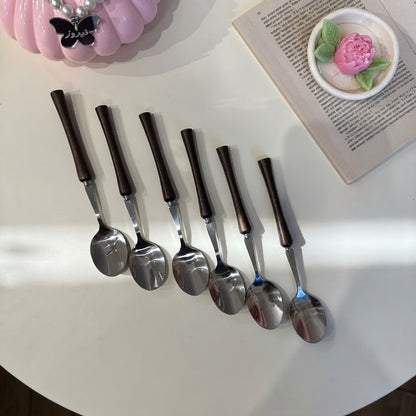 Vintage Wood-Handle Cutlery Set - 6 PCS