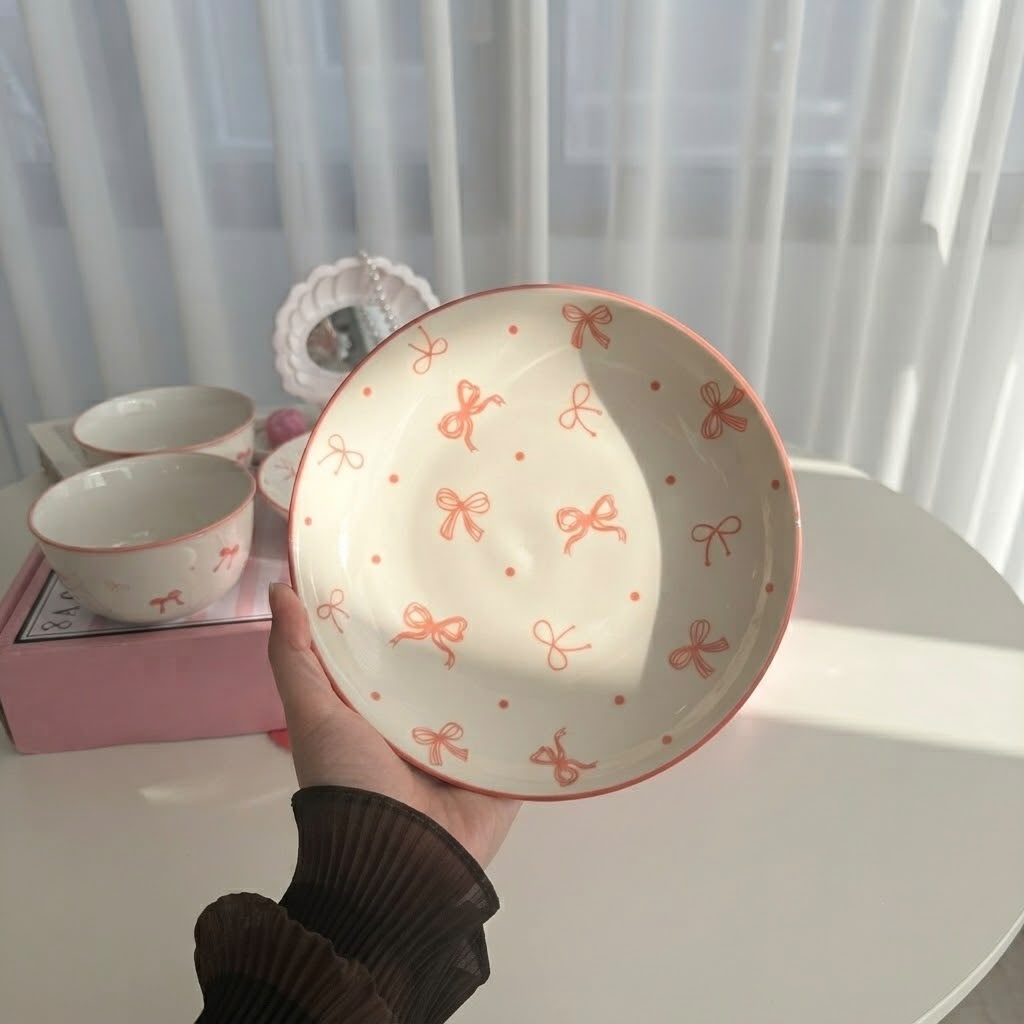 Pink Bow Tableware Set