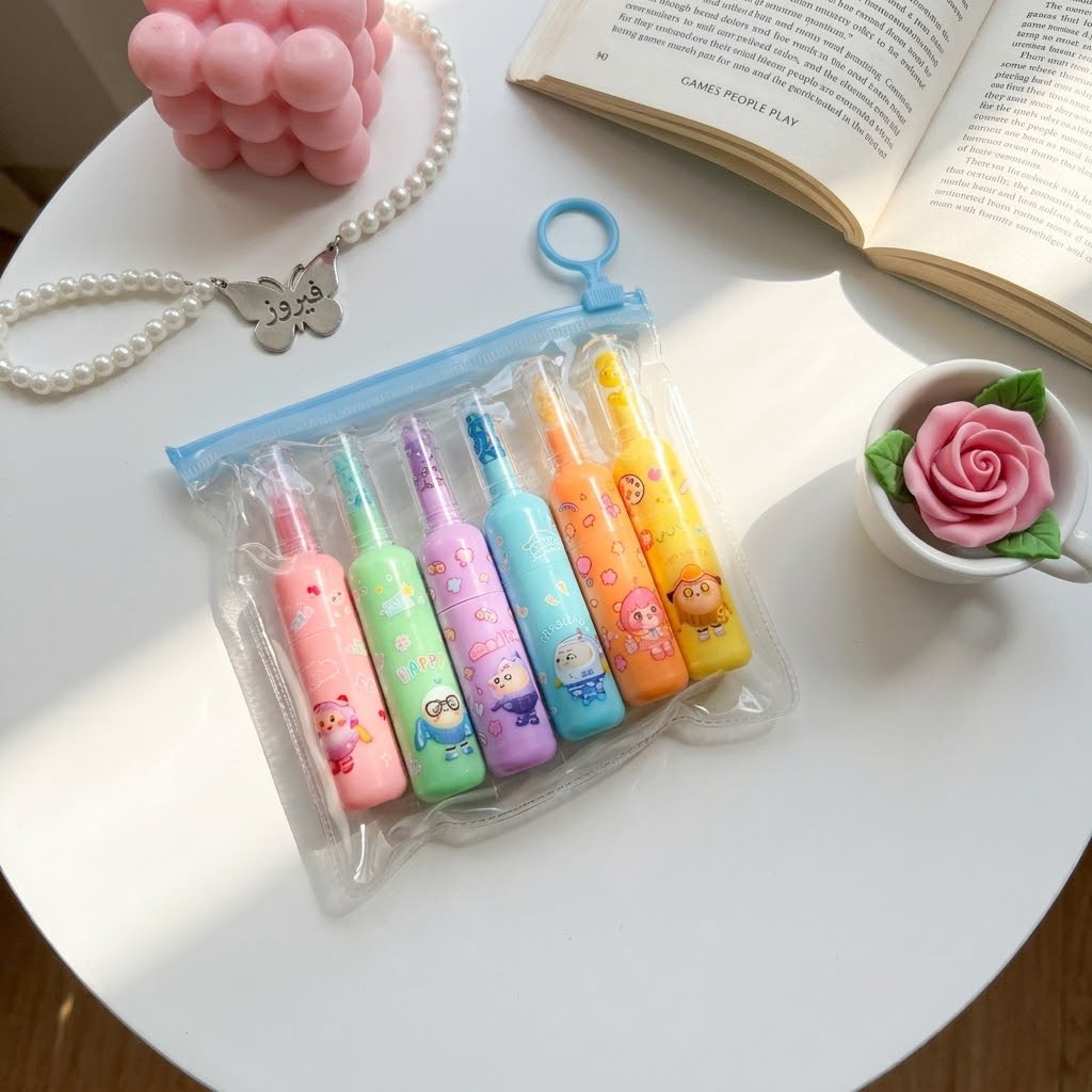 ‏Cutie Pals Highlighter Set - 6 PCS